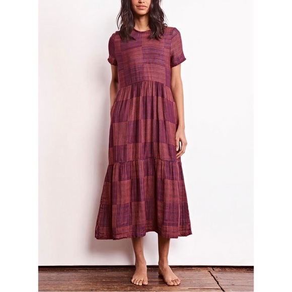 Ace & Jig Dresses & Skirts - Ace & Jig Midi Tiered Short-Sleeve Marie Dress in Cabaret